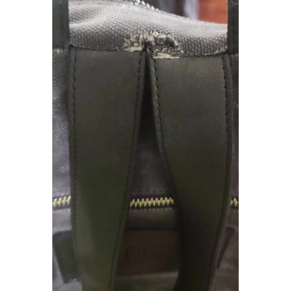 M0851 Leather & Canvas Backpack Black/ Blue